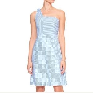 Banana Republic Blue and White One Shoulder Dress